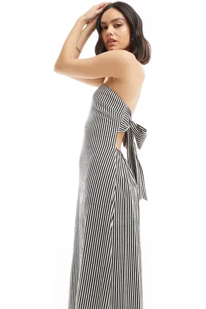 Pretty Lavish Striped bandeau midaxi dress in