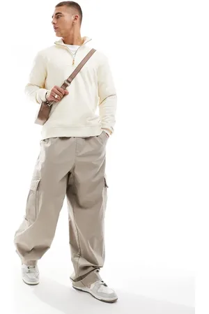 Only & Sons High neck 1/4 zip sweater in cream