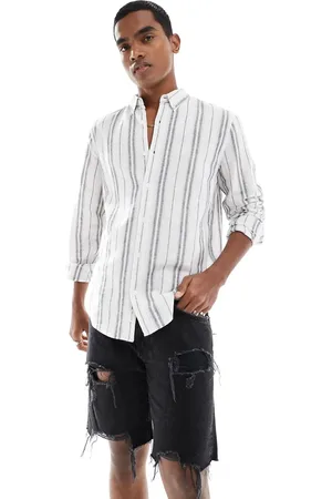 Hollister Stripe linen shirt in beige