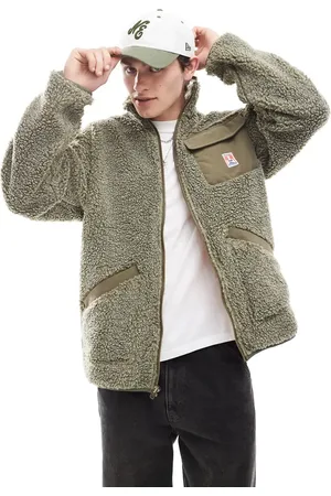 Wrangler Casey Jones workwear borg shearling jacket in mid