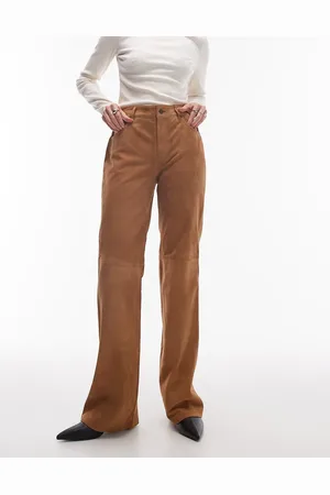 MANGO Suede flare trousers in