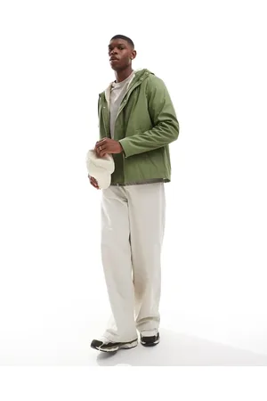 ASOS Rubberised rain jacket with borg lining in khaki