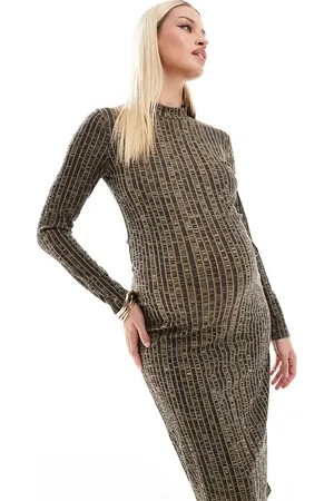 Mama;licious Mamalicious maternity textured rib jersey dress in melange