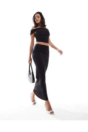 Kaiia Slinky ruched maxi skirt co-ord in