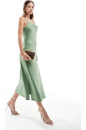 Y.A.S Bridesmaid satin cami maxi dress in - MGREEN
