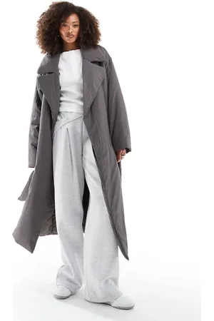 ASOS Clean longline puffer coat in charcoal