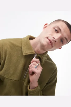 SELECTED Borg half zip polo shirt in