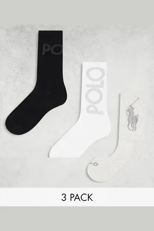 Ralph Lauren 3 pack crew socks with logo in white grey black