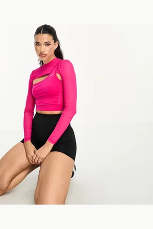 Nike Nike Pro Training swoosh novelty cropped cut out long sleeve top in