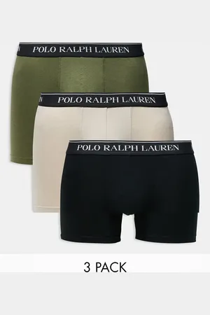 Ralph Lauren 3 pack trunks with logo waistband in khaki stone