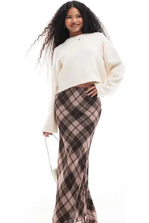 Miss Selfridge Miss Selfridge check maxi skirt in pink check