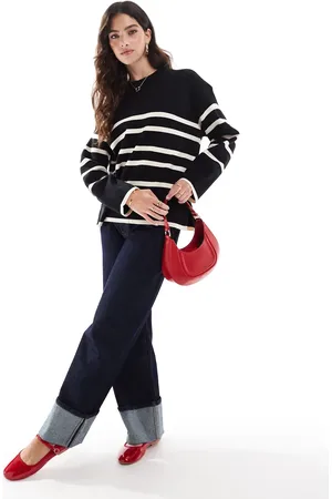VERO MODA O neck jumper in with cream stripe