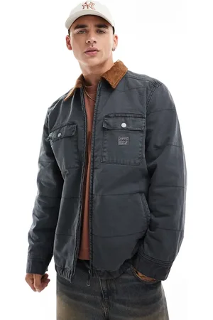 Lee Workwear quilted canvas jacket in charcoal