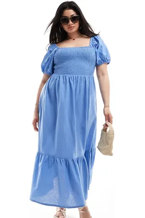 Esmée Puff sleeve maxi dress in denim