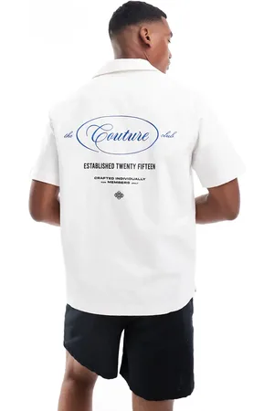 The Couture Club Script multi-graphic backprint shirt in off