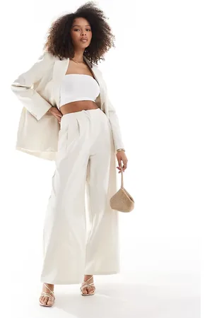VILA High waisted volume trouser co-ord in beige