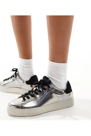 AllSaints Shana metallic leather trainers in