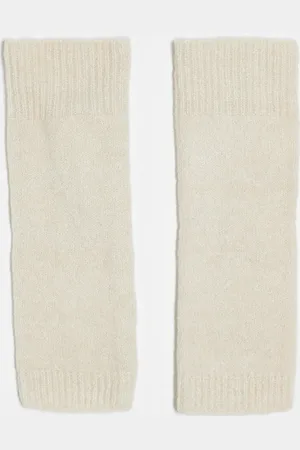 Pieces® Knitted arm warmers in cream