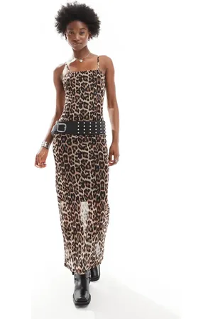 Noisy May Mesh maxi dress in leopard print
