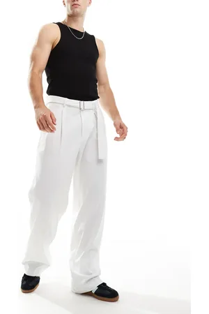 ASOS Smart wide leg trousers with belt detail in