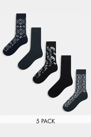 JACK & JONES 5 pack paisley socks in & grey