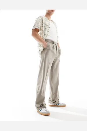 ASOS Smart wide leg trousers with front pleats in twill