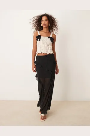 New Look Chiffon ruffle maxi skirt in