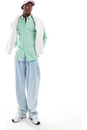 Ralph Lauren Icon logo stripe oxford shirt in /pink