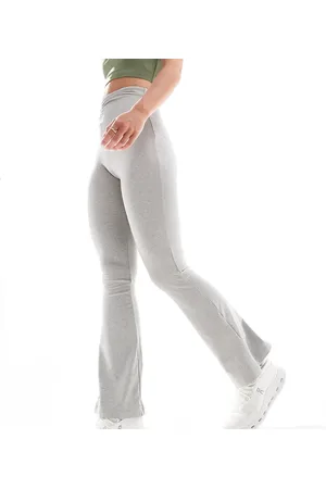 ASOS Petite ruched front high waist slim kick flare leggings in marl