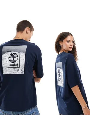 Timberland Oversized mountain print t-shirt in blue - Exclusive to Asos