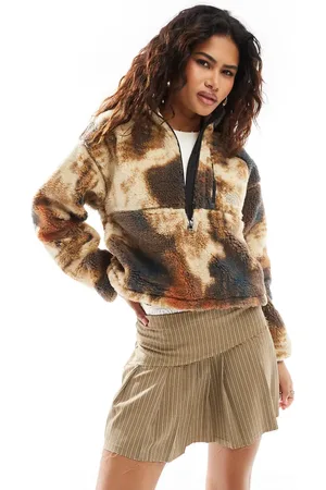 The North Face Extreme borg quarter zip logo pocket fleece in bleach dye print