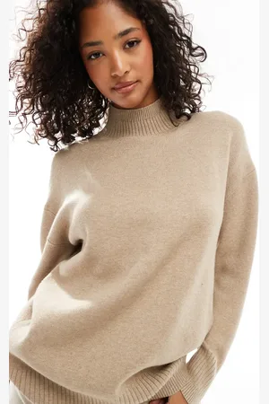 VERO MODA Premium oversized roll neck jumper in beige