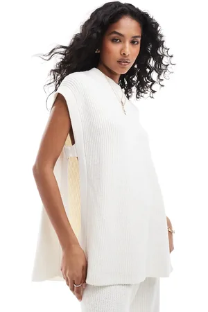 SNDYS Cotton high neck knitted sleeveless jumper co-ord in