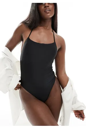 MANGO Halterneck low back swimsuit in