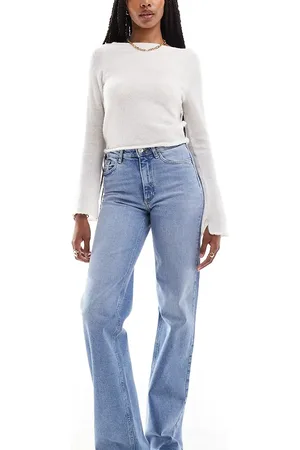 ONLY Juicy high waisted wide leg jeans in mid
