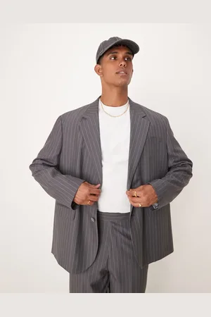 ASOS Oversized slouchy blazer in charcoal pin stripe