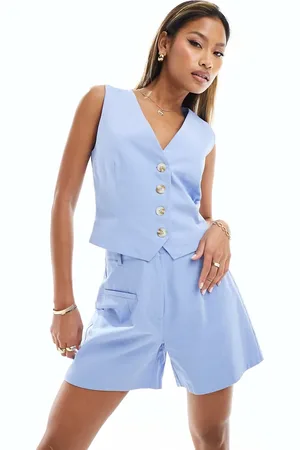 Kaiia Linen look waistcoat co-ord in soft