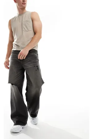 ASOS Baggy jeans with abrasions in washed