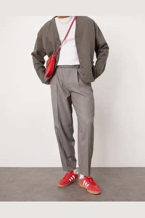 ASOS Smart oversized tapered trousers in pinstripe