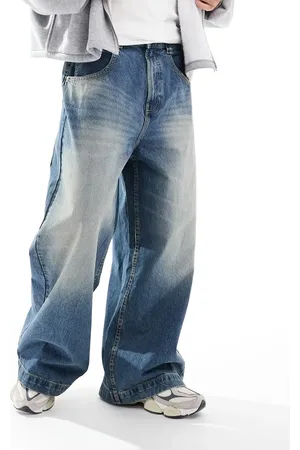 Bershka Mega baggy fit jeans in washed dark