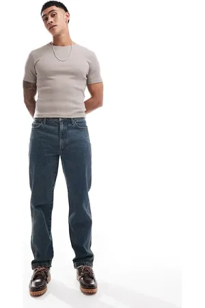 ASOS Straight jean in mid wash with seam detail