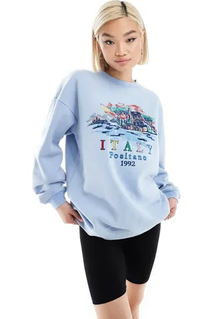 Daisy Street Relaxed sweatshirt in with Italy embroidery