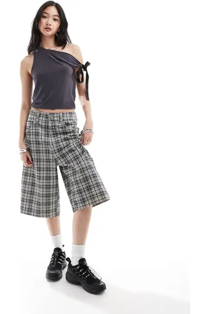 Daisy Street Asymmetric one shoulder slinky tank top in charcoal