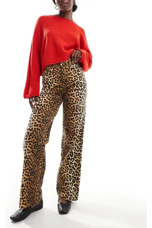Y.A.S High waist straight leg jeans in leopard print