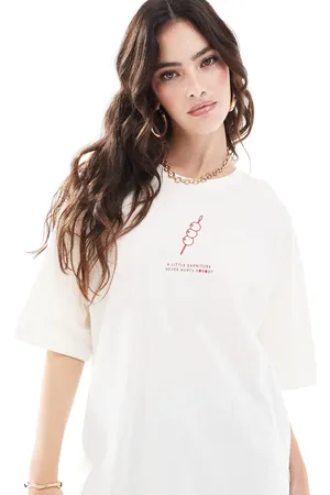 ONLY Olive graphic oversized t-shirt in
