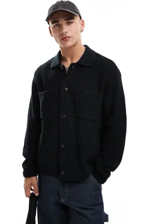 Abercrombie & Fitch Cropped knit shirt jacket in