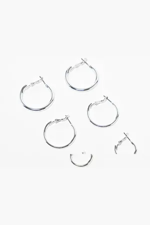 Monki 3 pack hoop earrings in