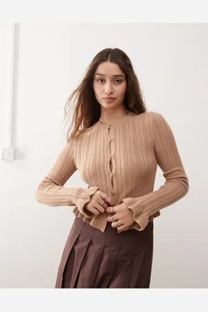 Miss Selfridge Knitted frill hem and cuff cardigan