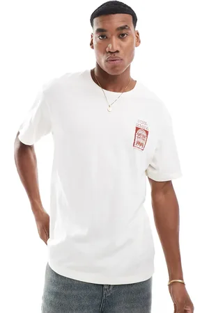 JACK & JONES Oversized t-shirt with porta romana print in beige