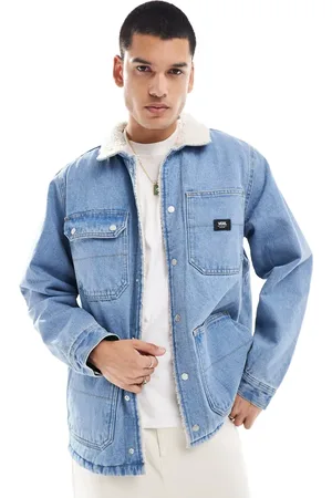 Vans Drill chore denim jacket in washed with sherpa